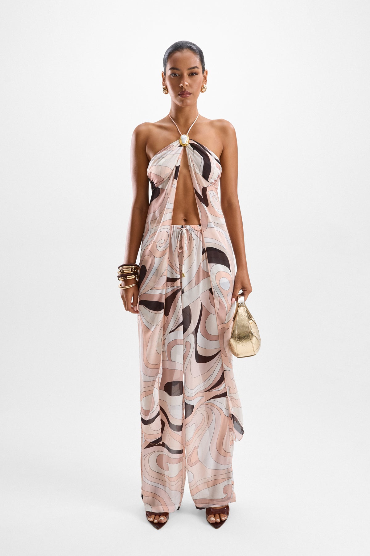 Coral Moonstone Drape Top - Mars Beige