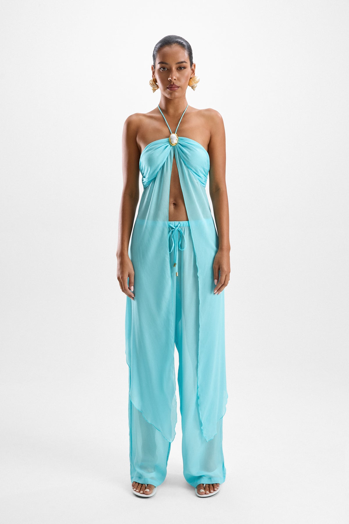 Coral Moonstone Drape Top - Blue Lagoon