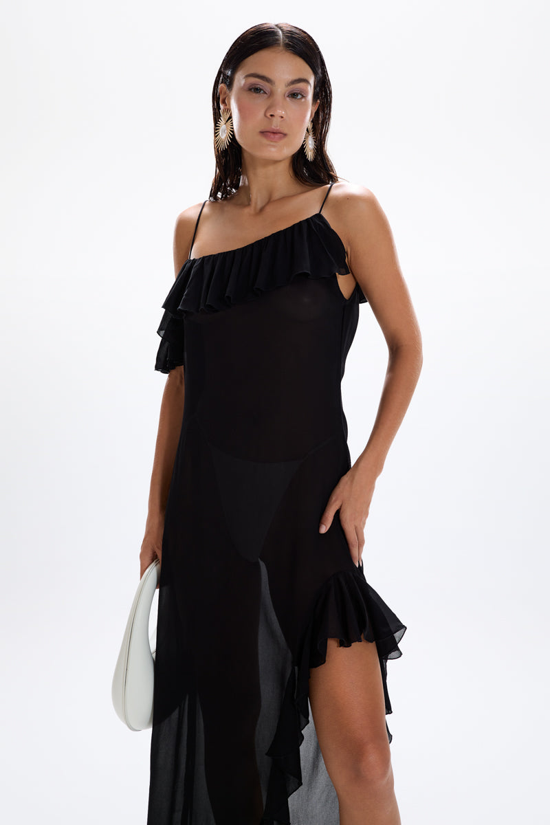 'Spirit' Ruffle Dress - Black