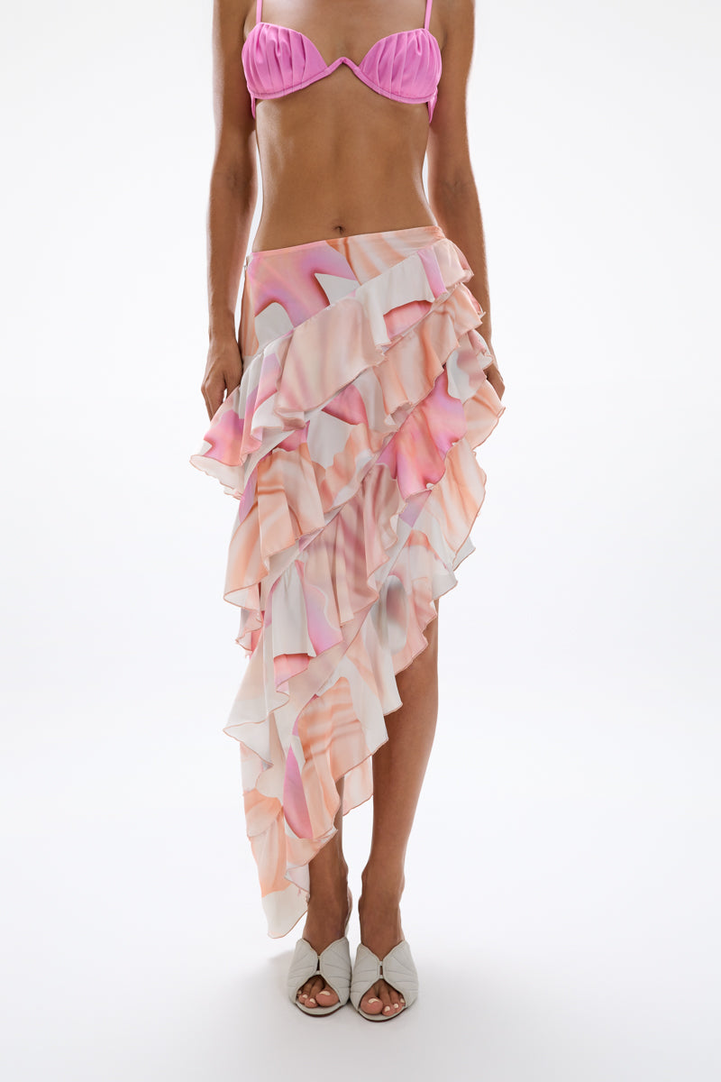Spiral' Ruffle Skirt - Tahiti Pink