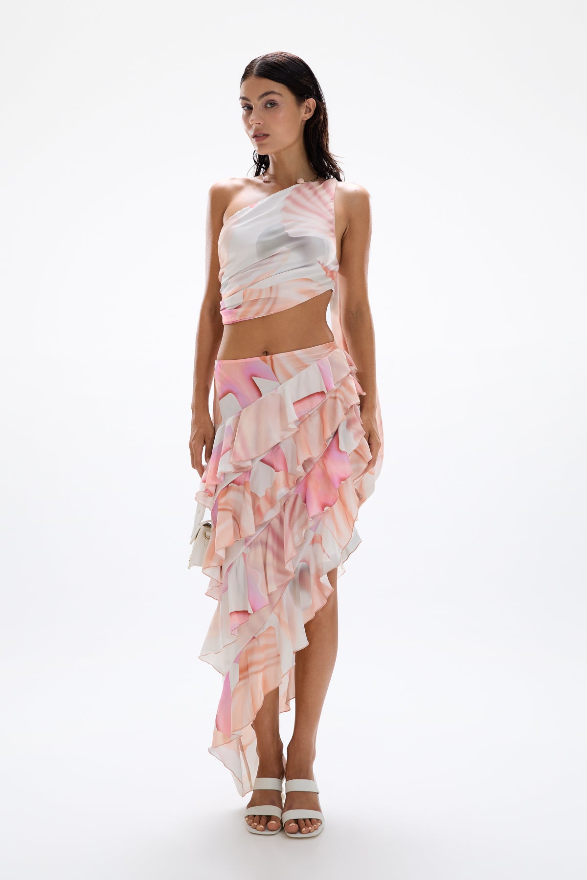 'Spiral' Ruffle Skirt - Tahiti Pink