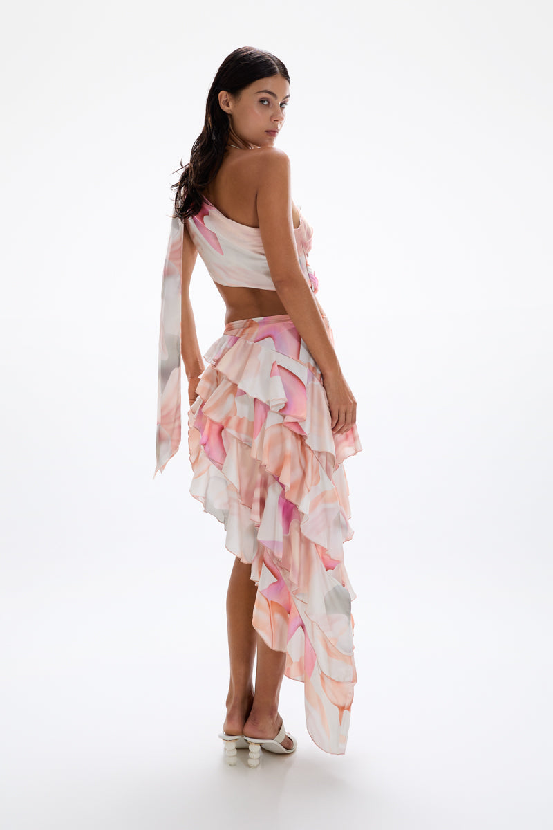 Spiral' Ruffle Skirt - Tahiti Pink