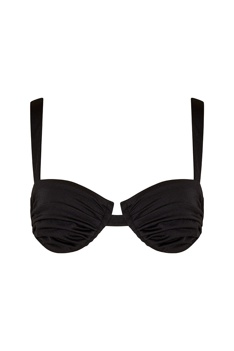 'Ariel' Ruched Bra - Black