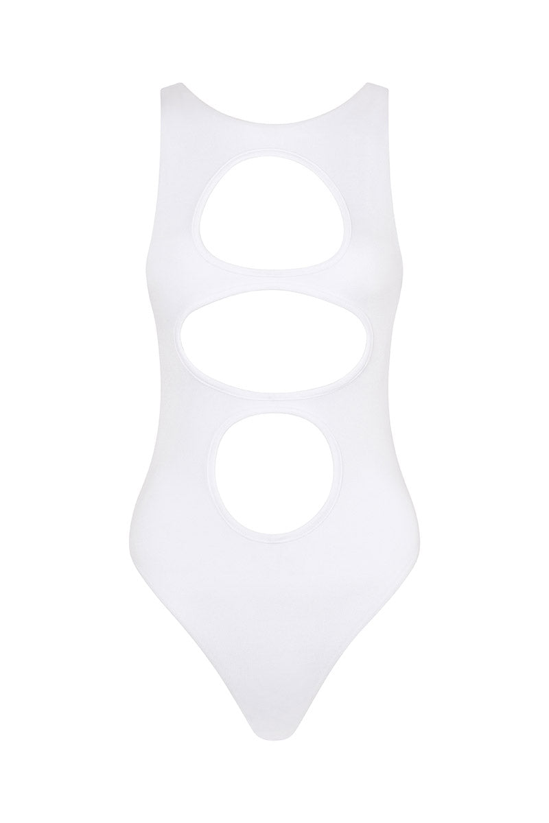 Radial' Cut Out Swimsuit - Pearl