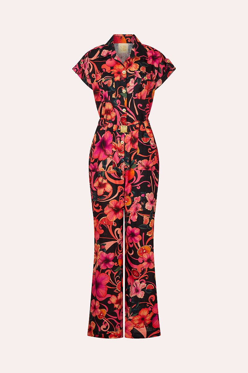Illusion' Long Jumpsuit - Hibiscus Pink
