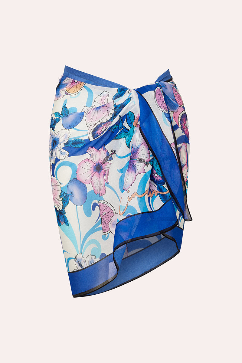 Short Sheer Scarf - Hibiscus White