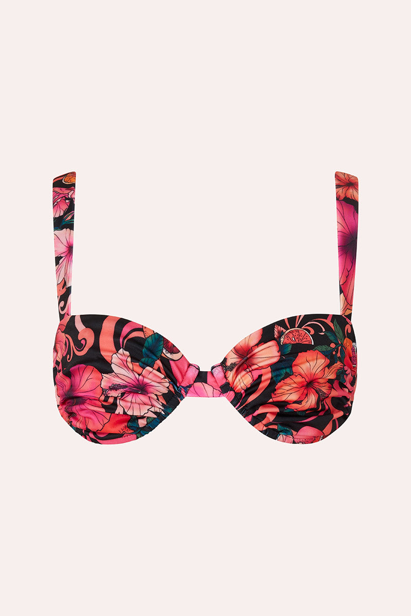 'Ariel' Ruched Bra - Hibiscus Pink