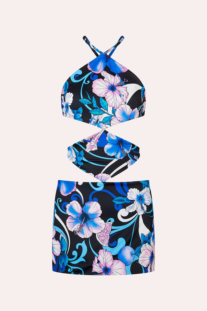 'Vice' Cut Out Mini Dress - Hibiscus Blue