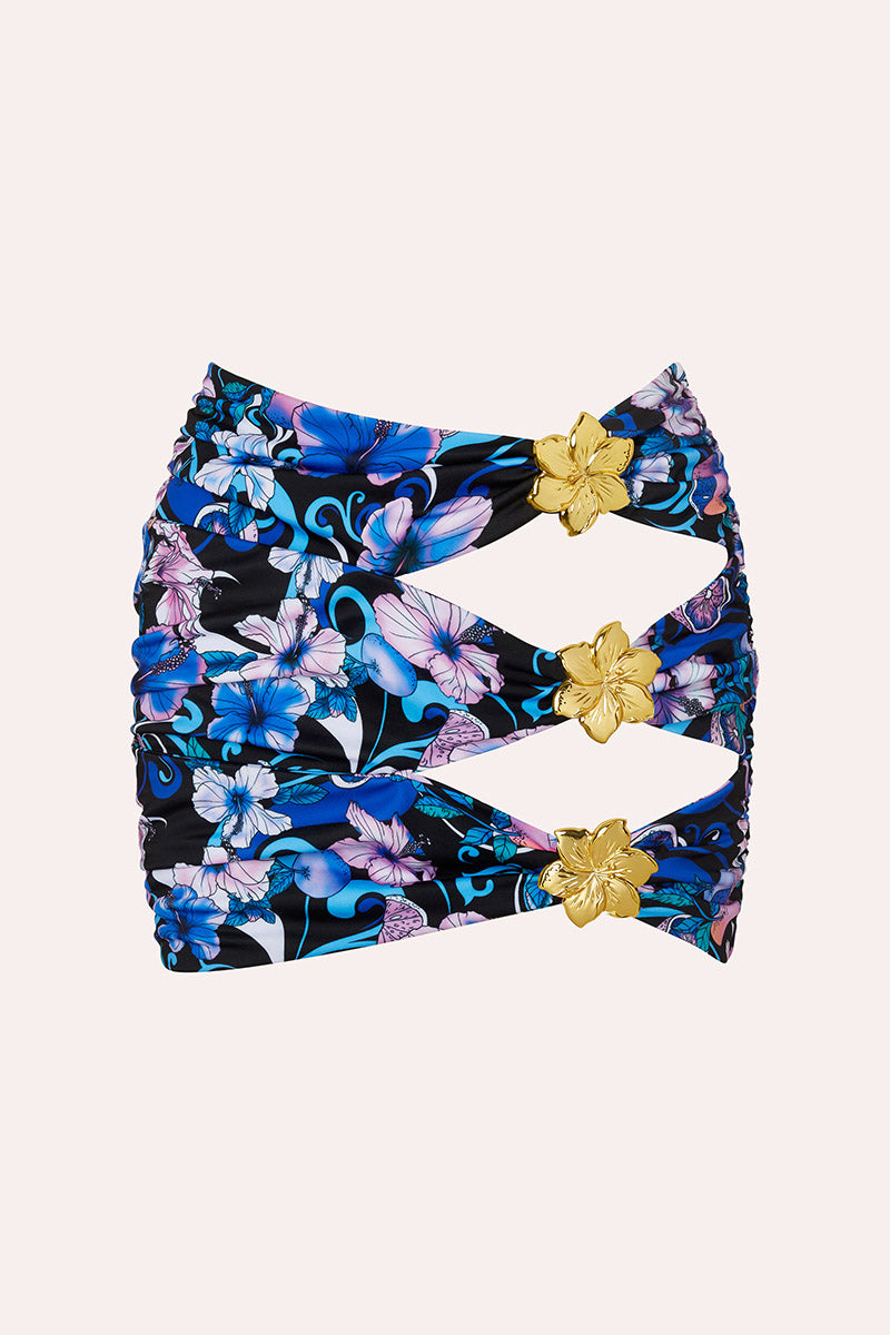 Coupe' Cut Out Mini Skirt - Hibiscus Blue