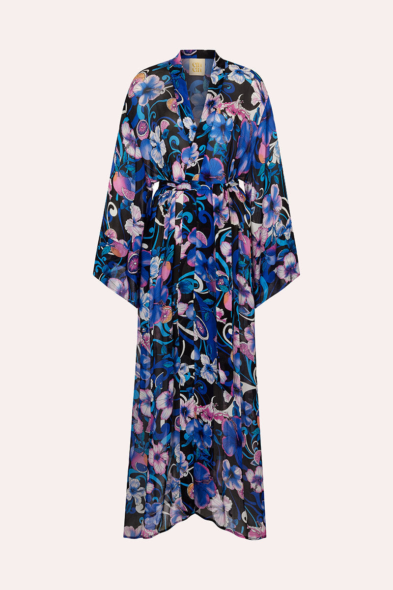 'Fortune' Robe - Hibiscus Blue