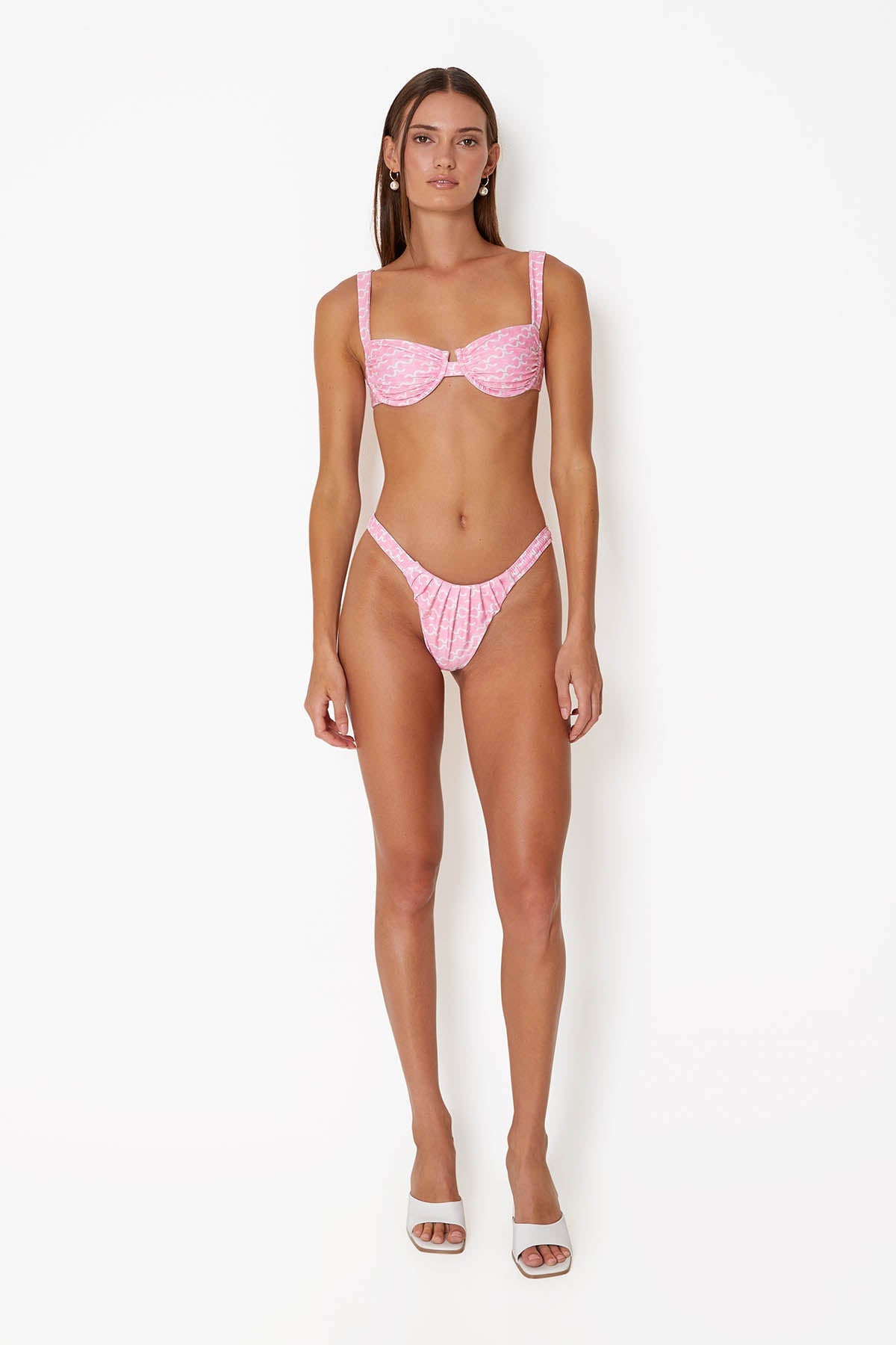 'Ariel' Ruched Bra - Logomania Pink