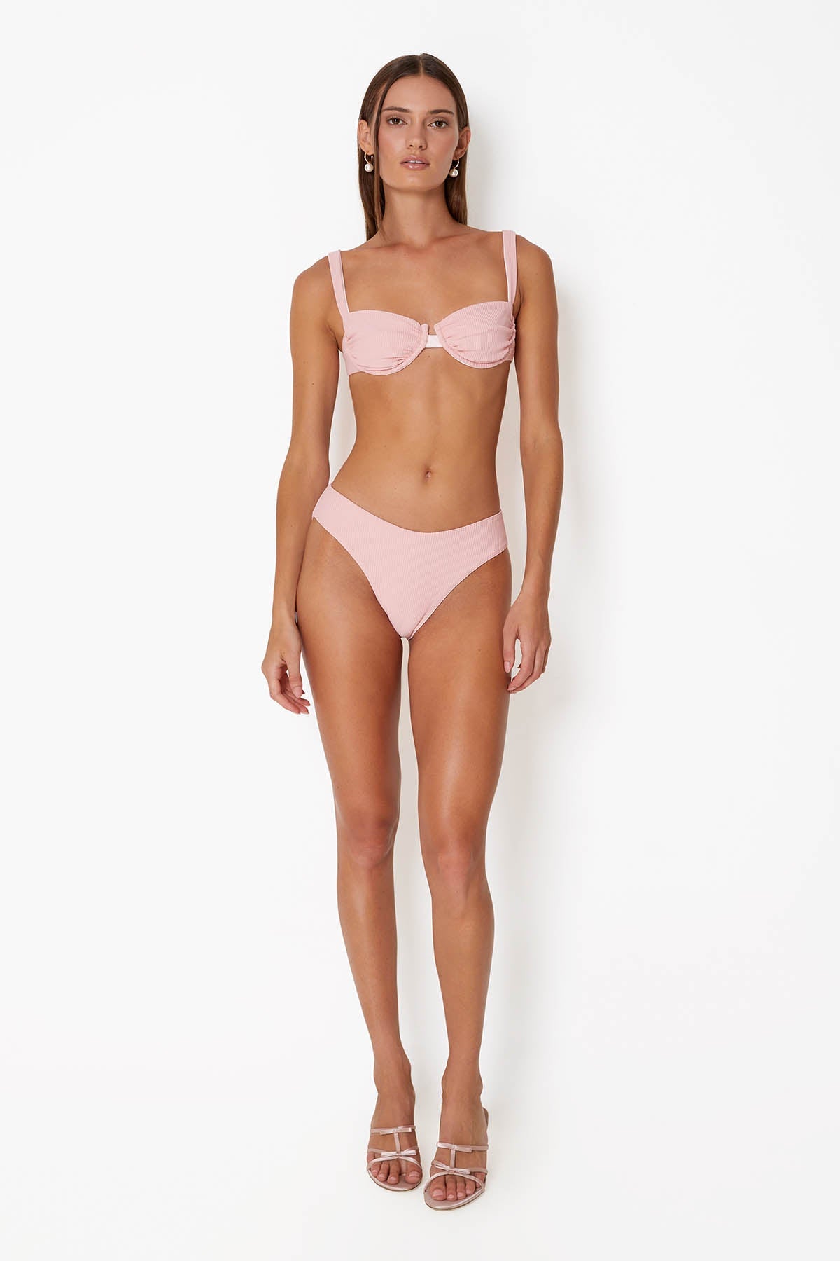 Ariel Ruched Bra - Pink Corduroy