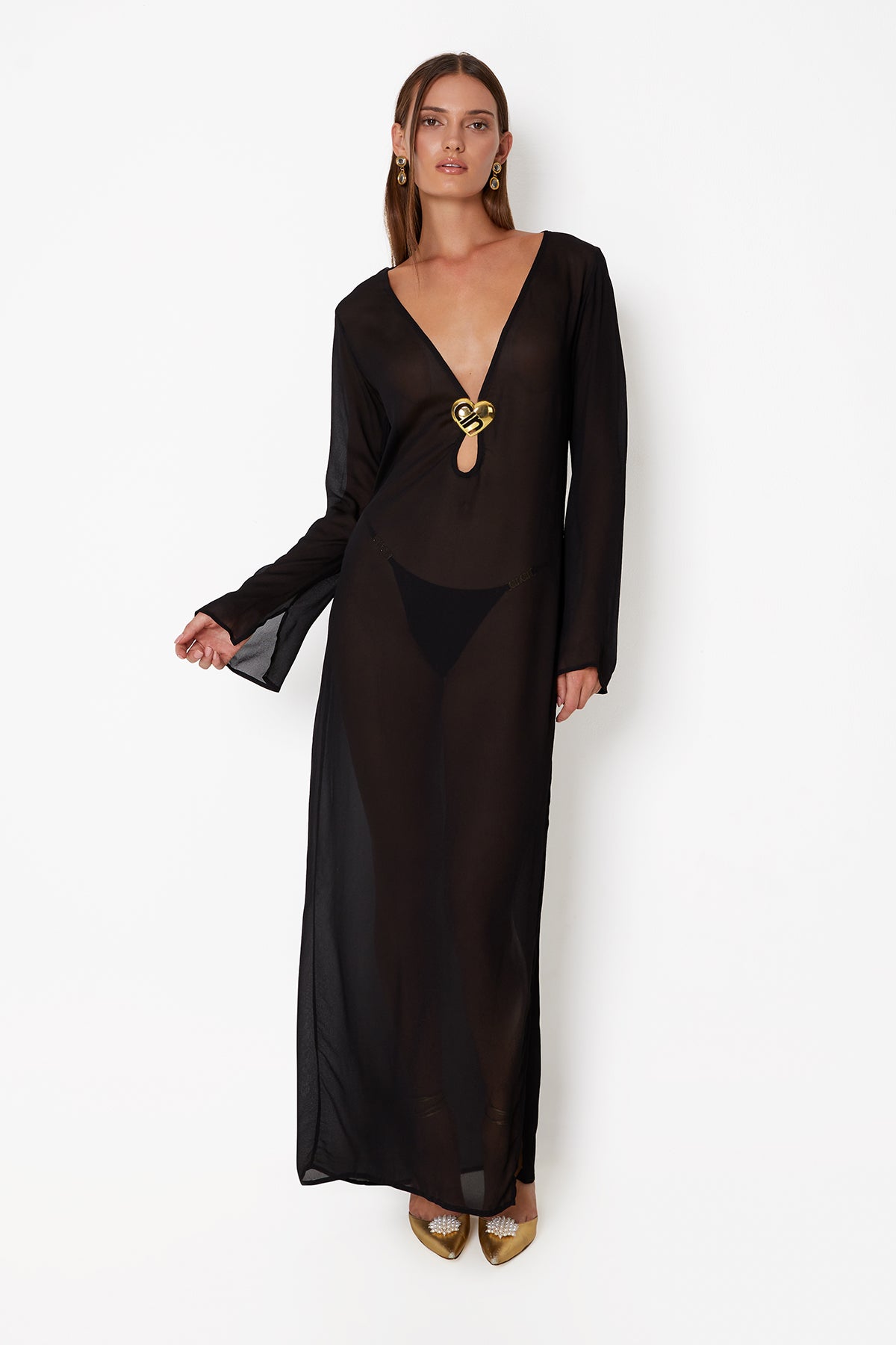 heart maxi dress Hotline' Heart Maxi Dress - Black