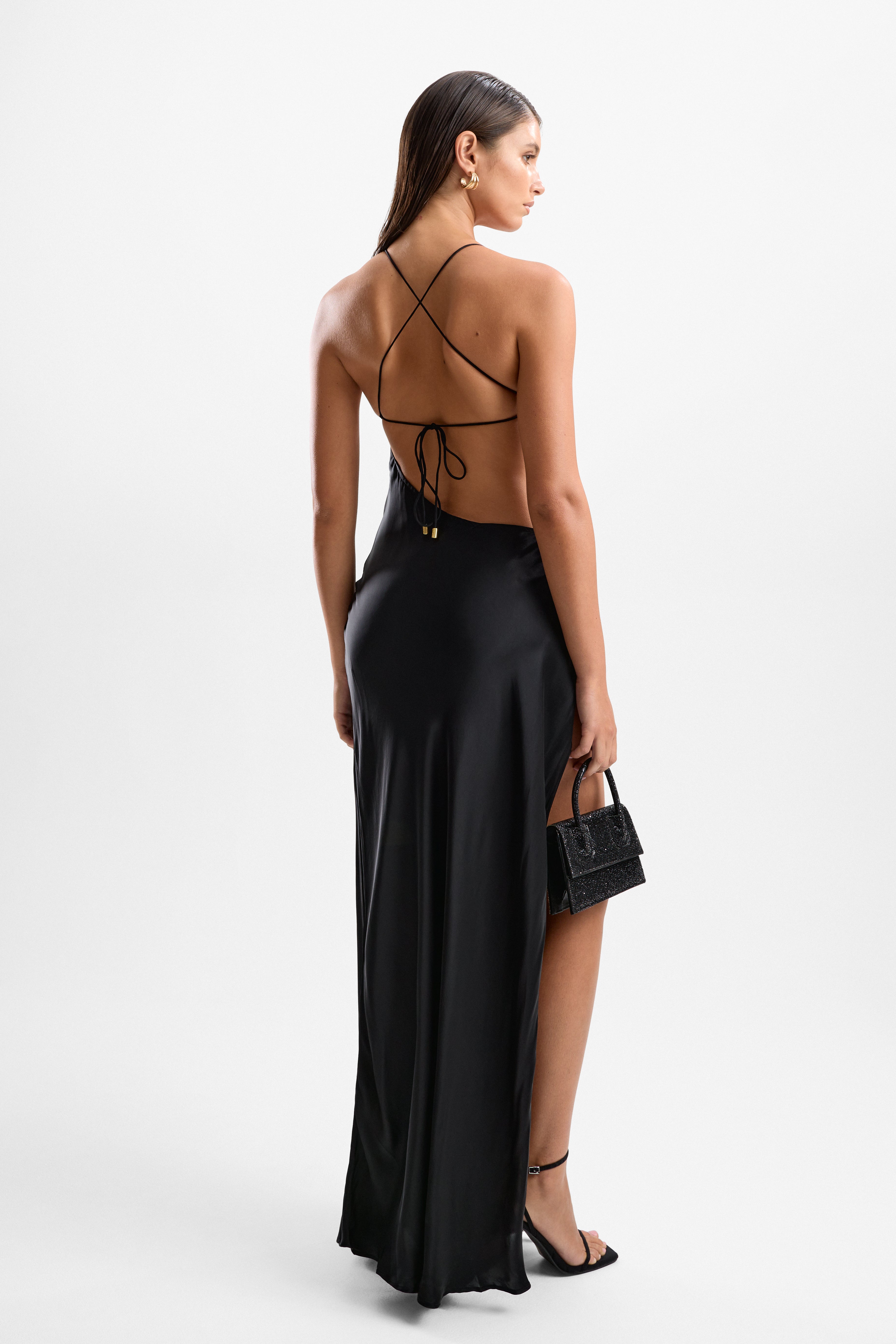 'Villa' Lobster Maxi Dress - Black