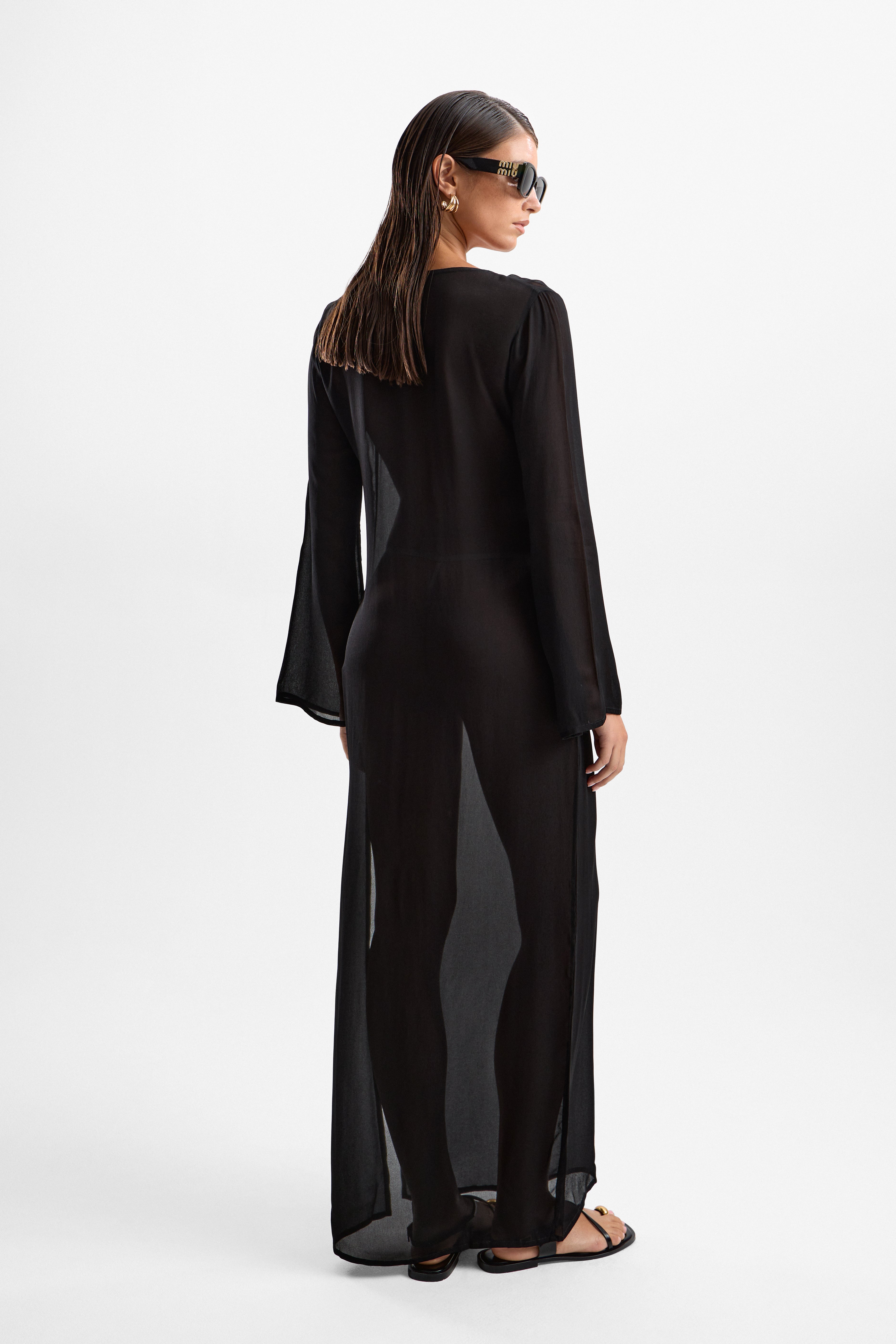'Hotline' Lobster Maxi Dress - Black