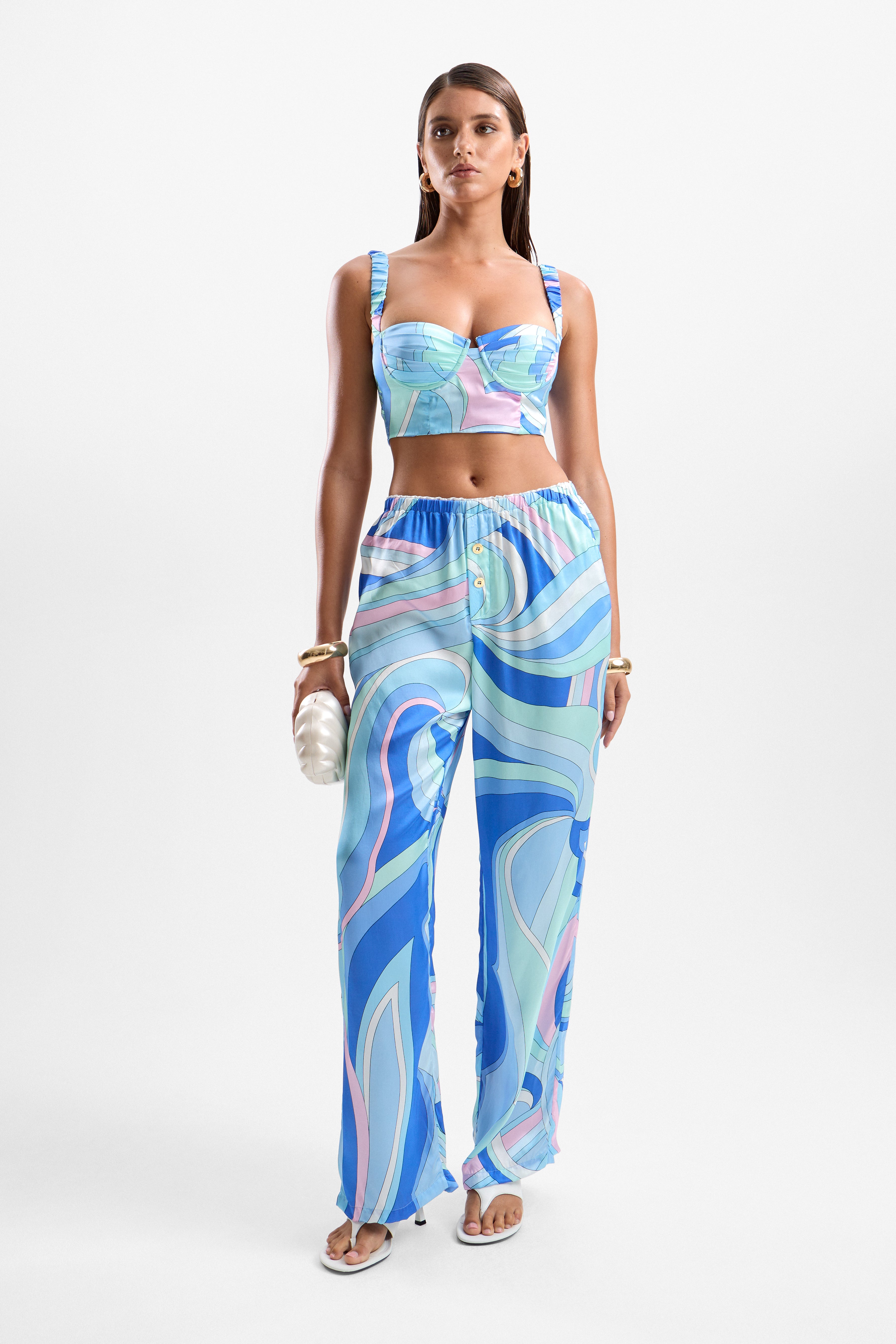 Saffron Bustier Top - Dolce Blue