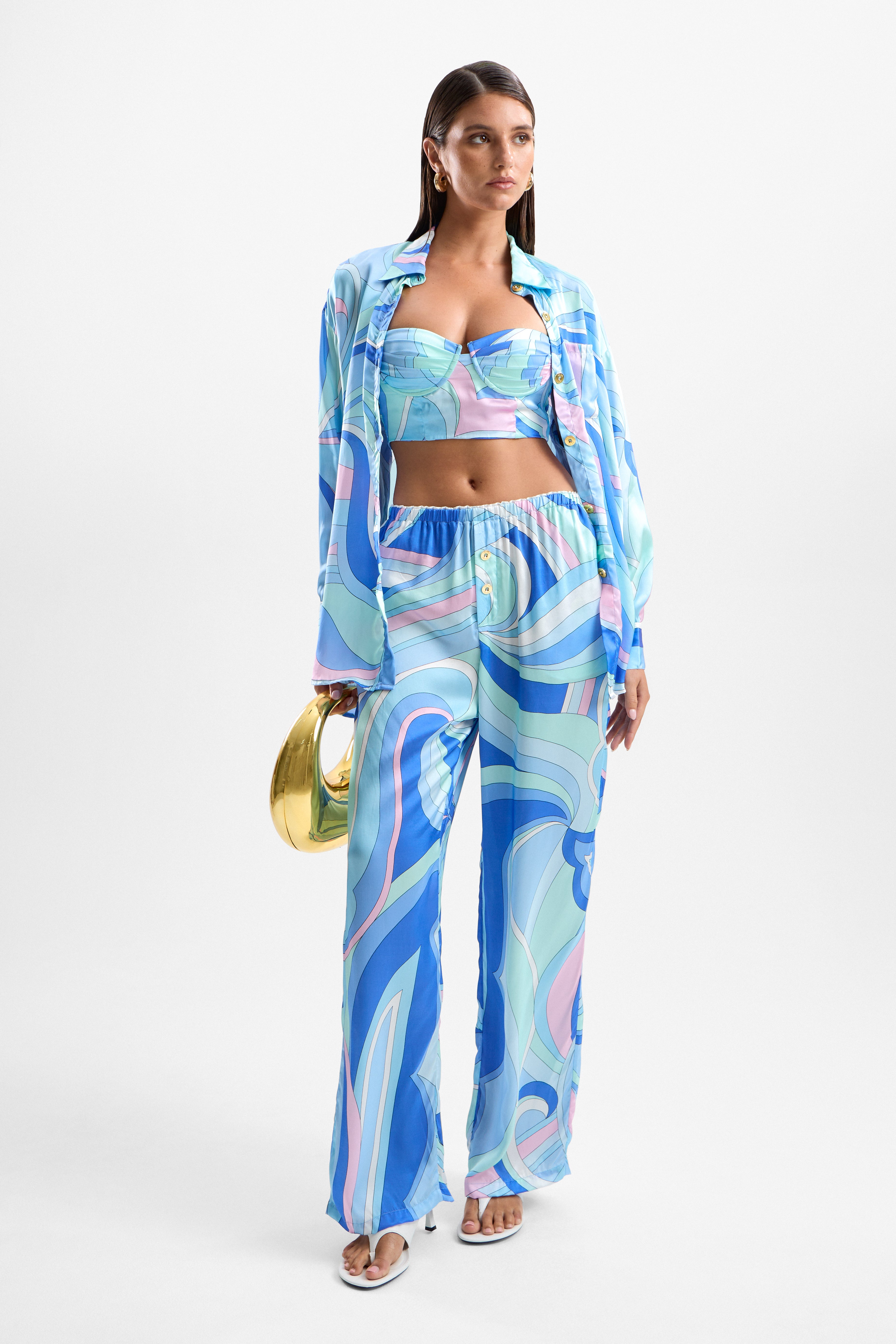 Saffron Bustier Top - Dolce Blue