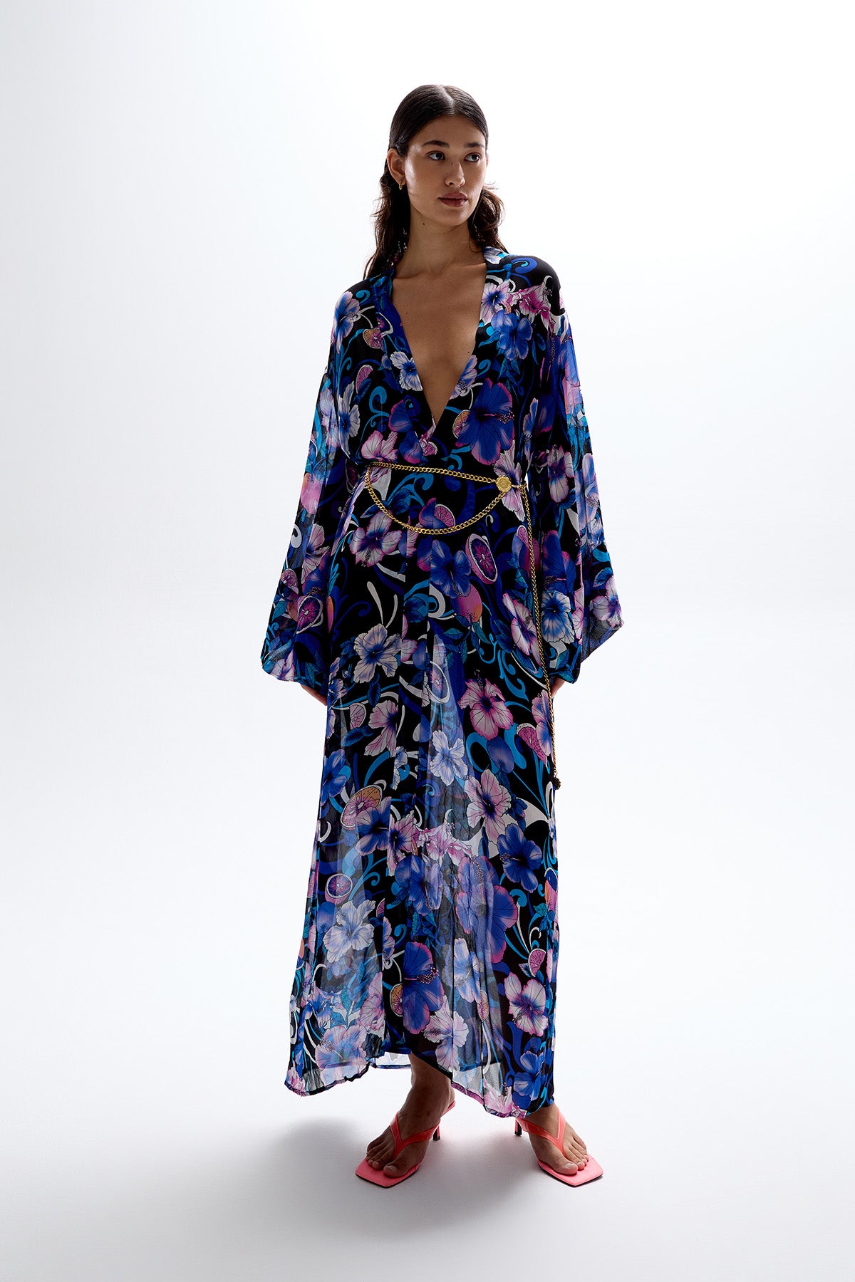 'Fortune' Robe - Hibiscus Blue