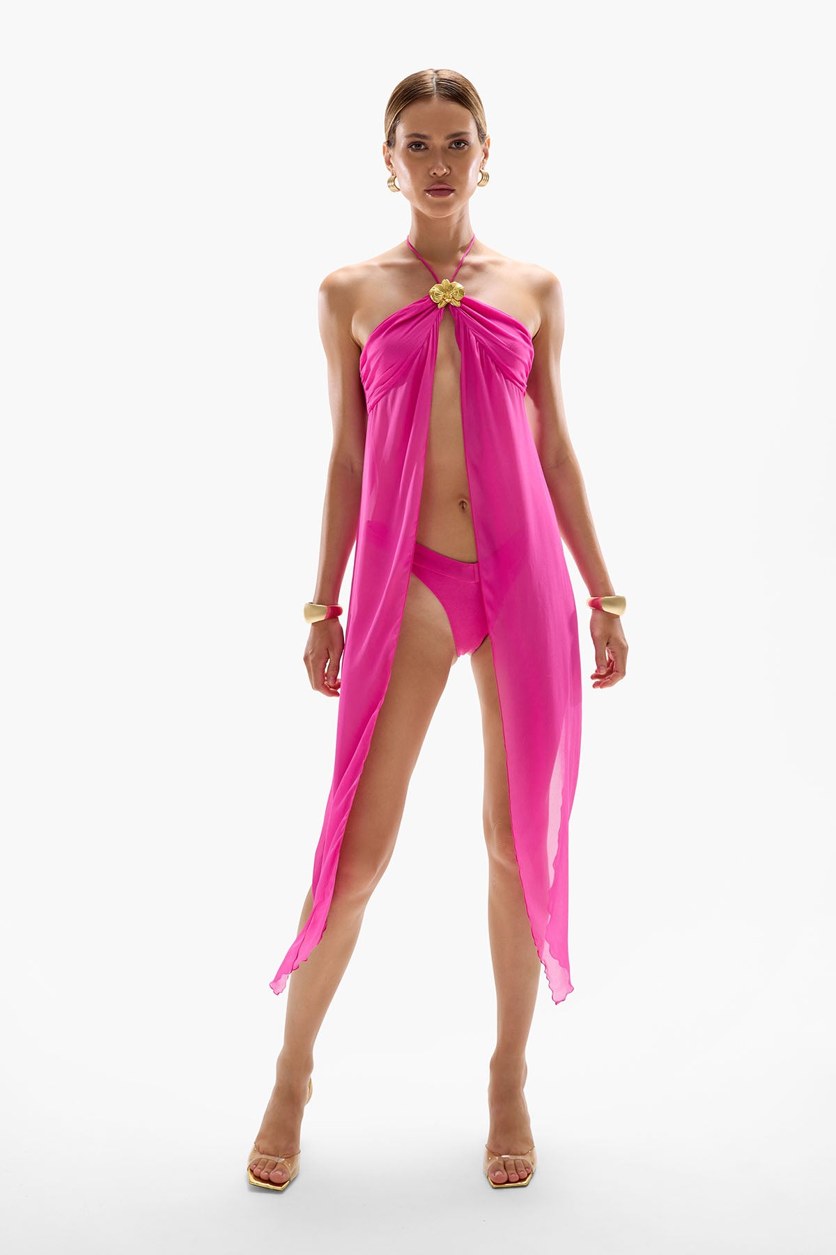 'Coral' Orchid Drape Top - Fuchsia