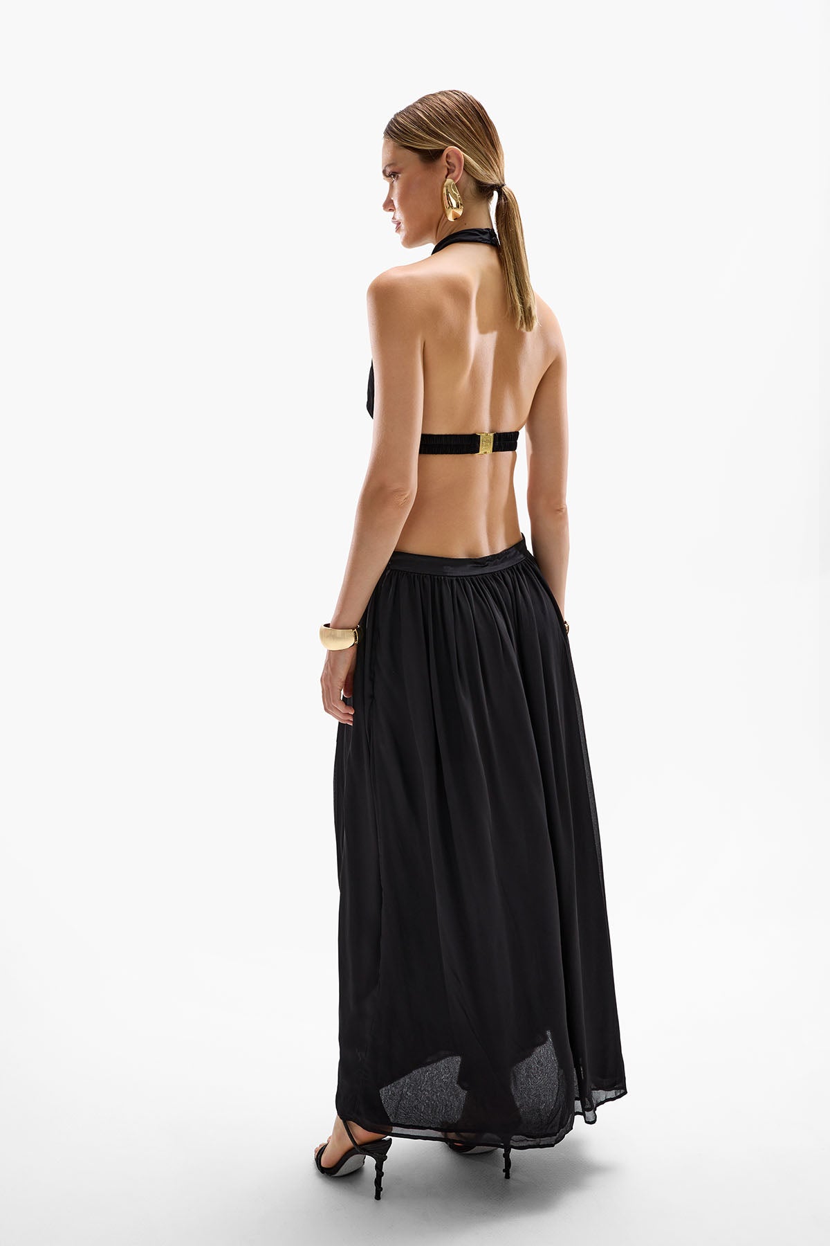 Rosette Maxi Dress - Black