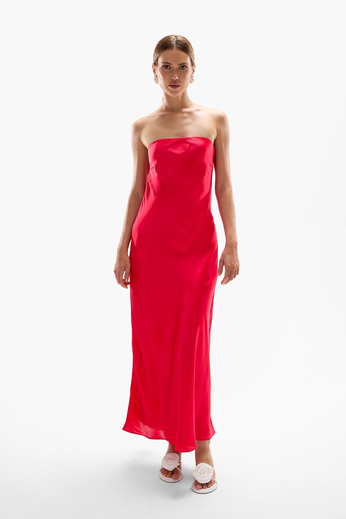 fitted lace wedding dress Scarlet Rose Red Silk Maxi Dress main image 0