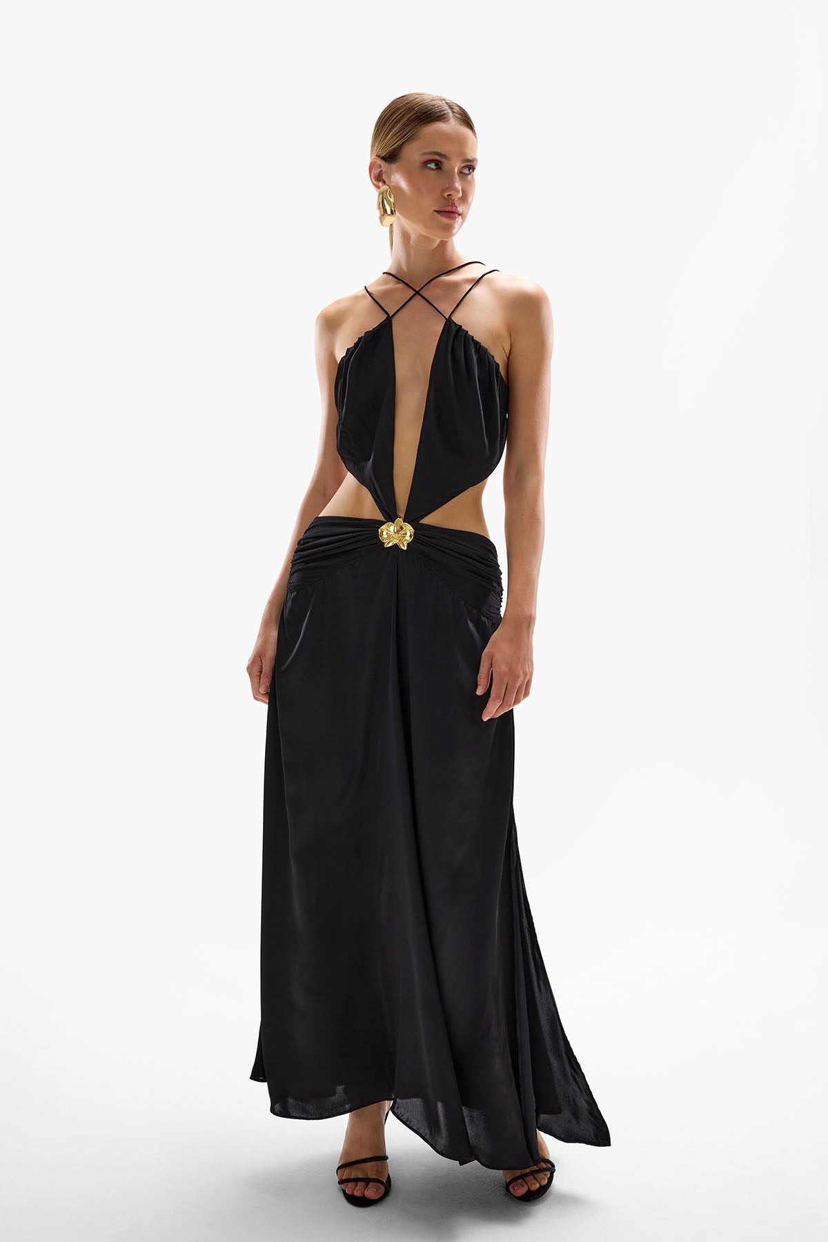 'Ivy' Orchid Maxi Dress - Black