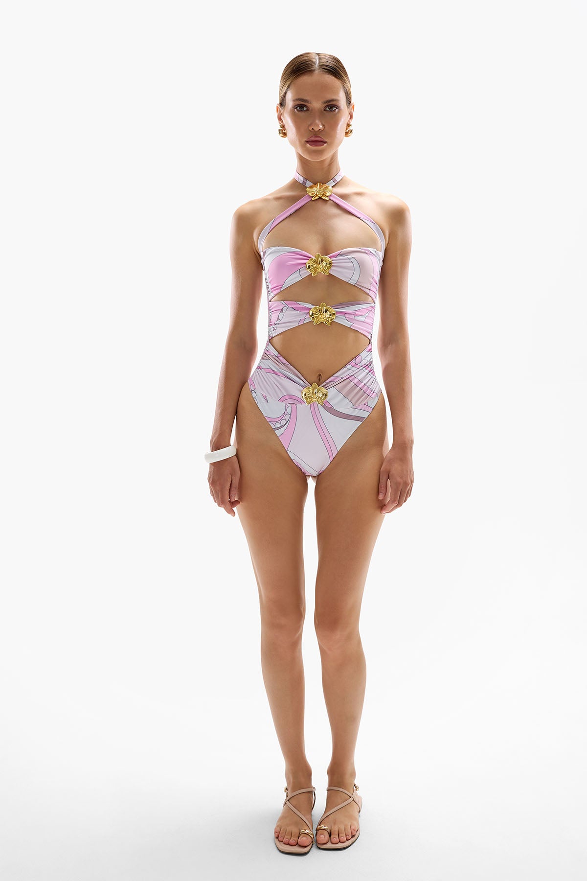 'Diamond' Orchid Cut Out Swimsuit - Antibes