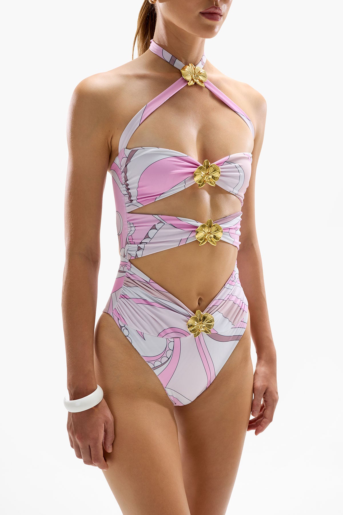 'Diamond' Orchid Cut Out Swimsuit - Antibes