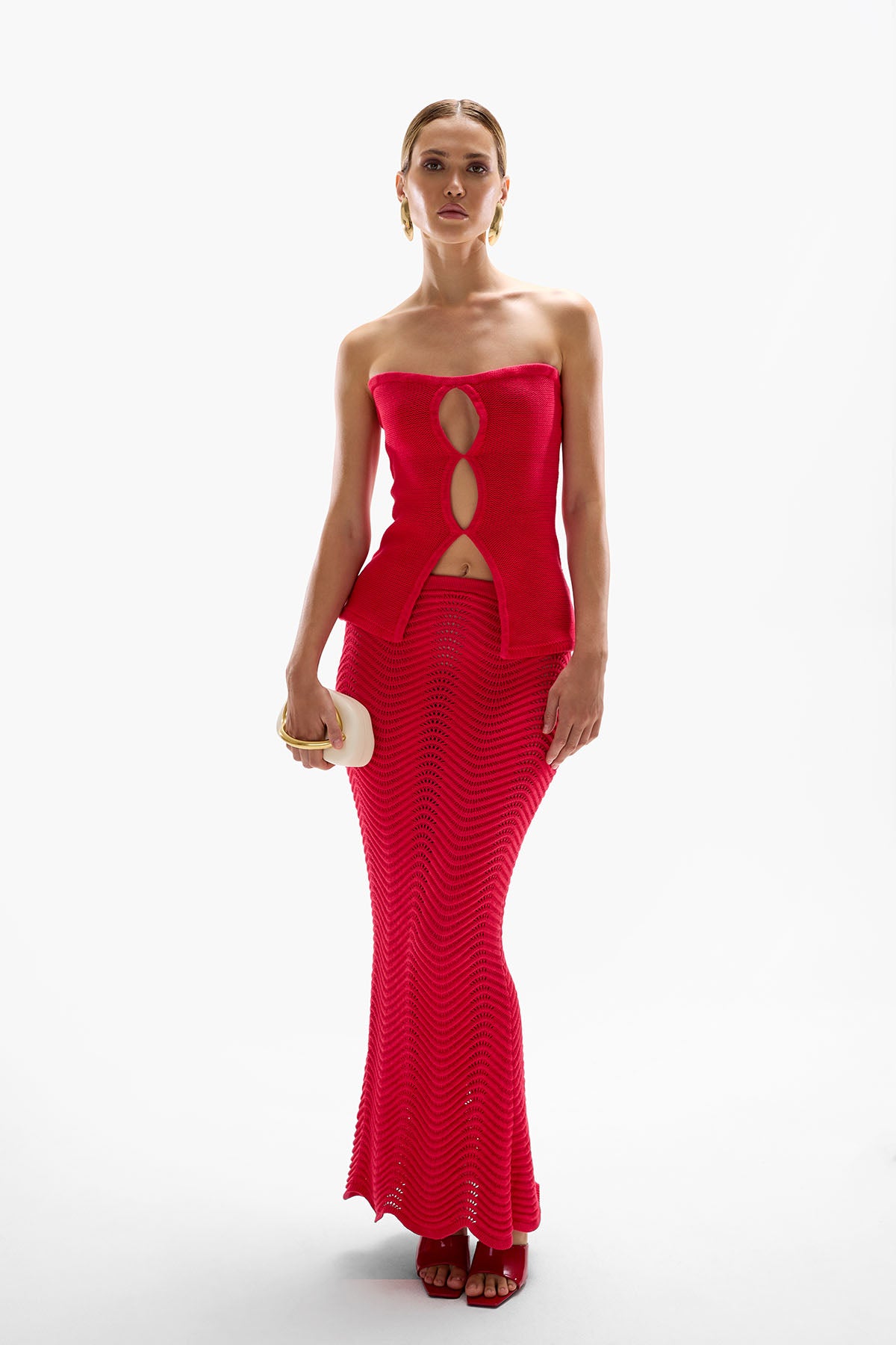 Soda Knit Maxi Skirt - Cherry