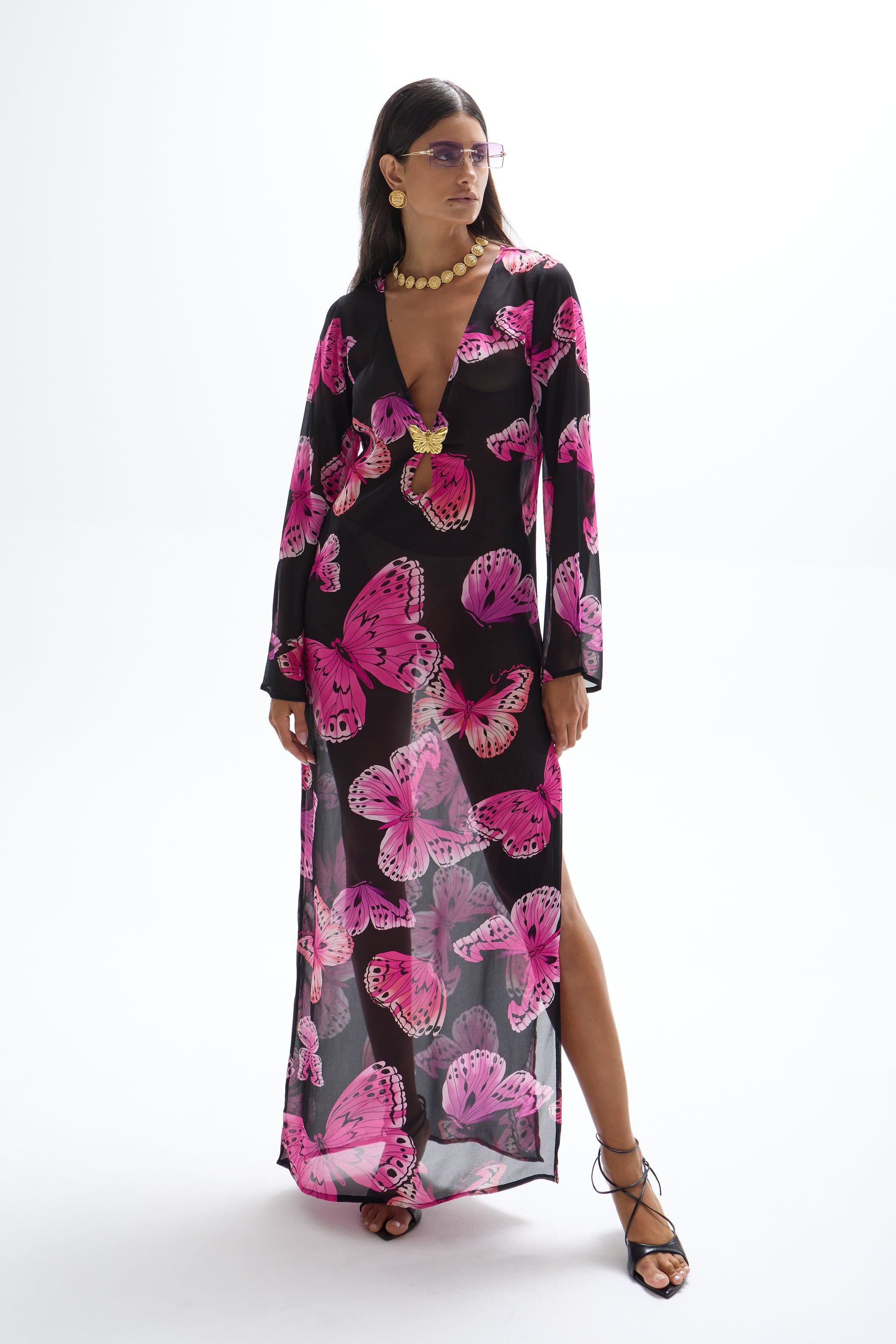 Hotline' Butterfly Maxi Dress - Monarch