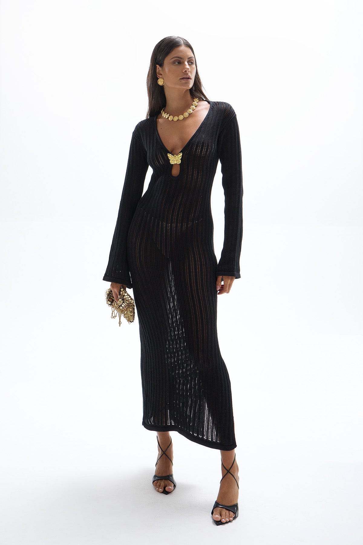 Godiva Butterfly Knit Dress - Black
