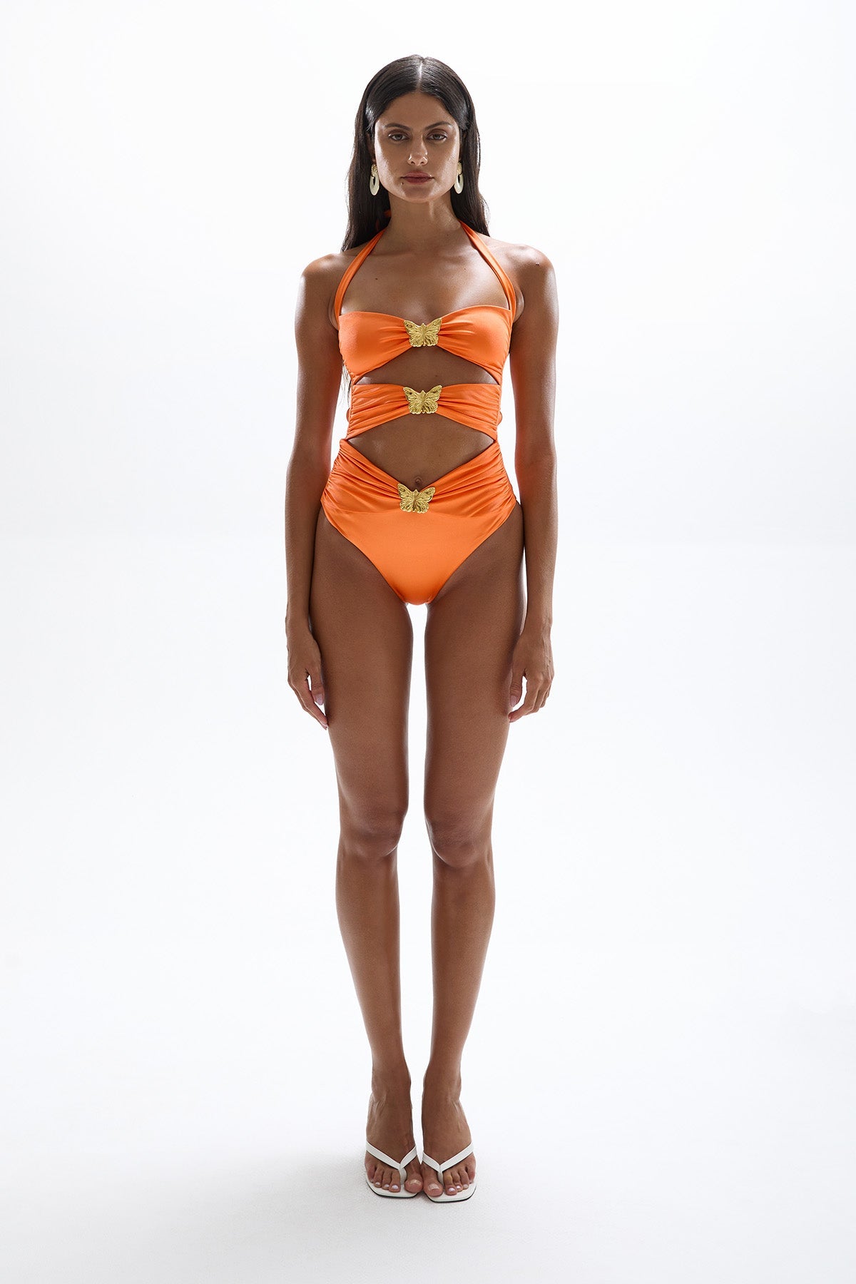 Diamond Butterfly Cut Out Swimsuit - Orange