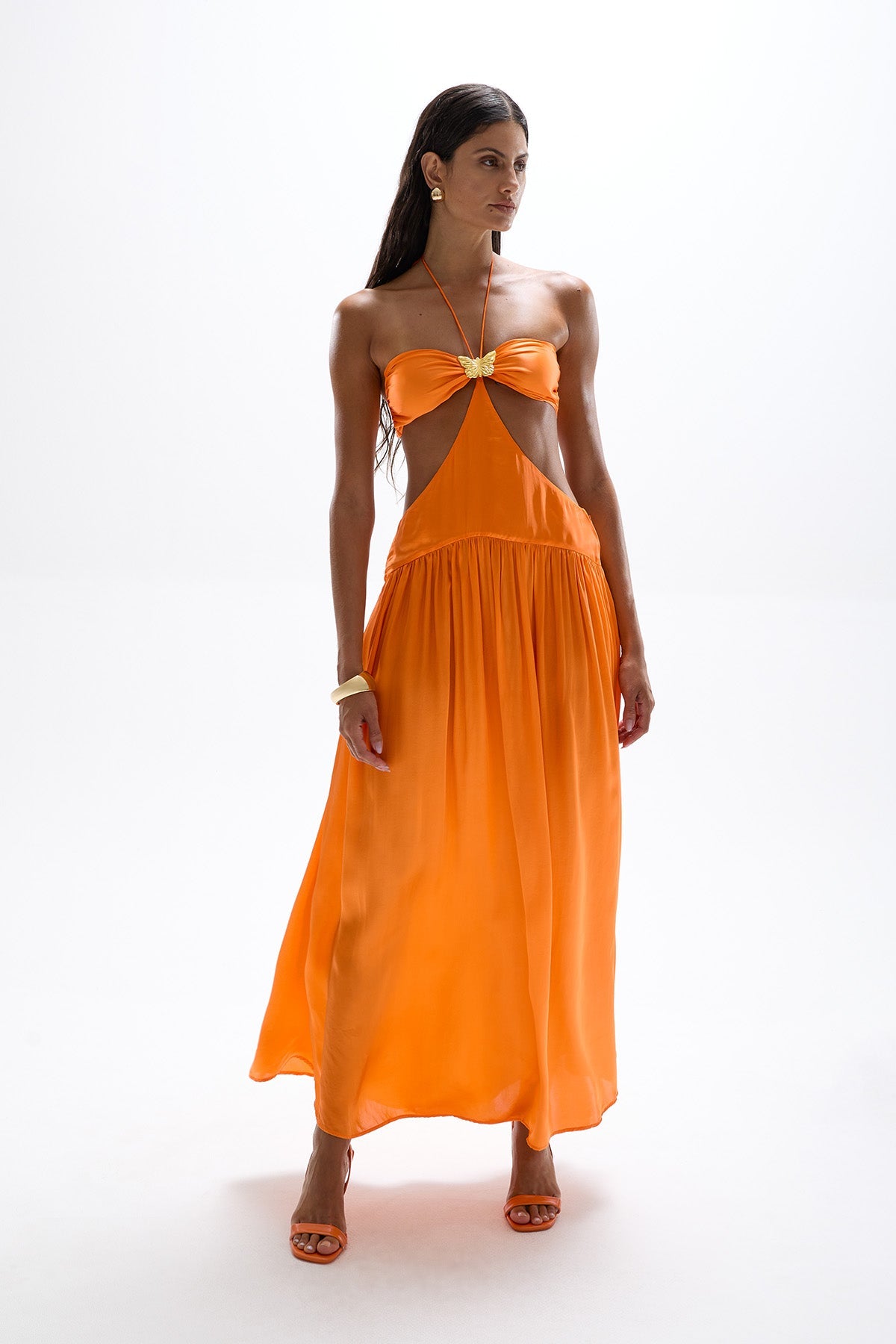 Mila' Butterfly Maxi Dress - Orange