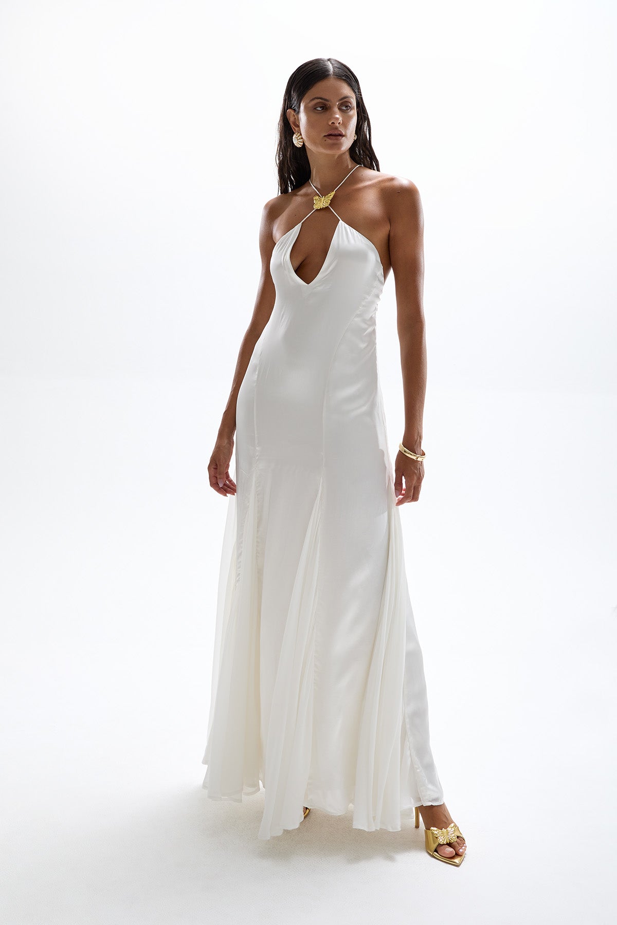 Como' Butterfly Maxi Dress - Pearl