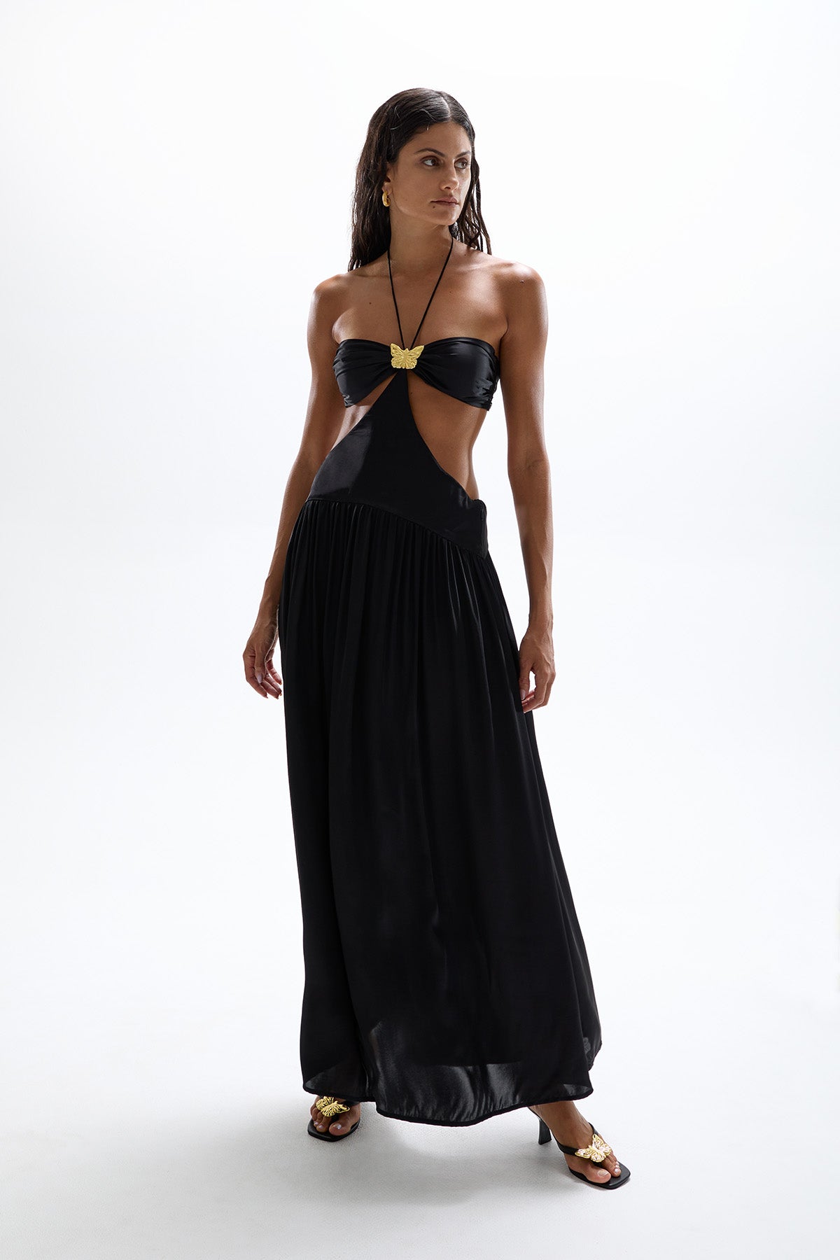Mila' Butterfly Maxi Dress - Black