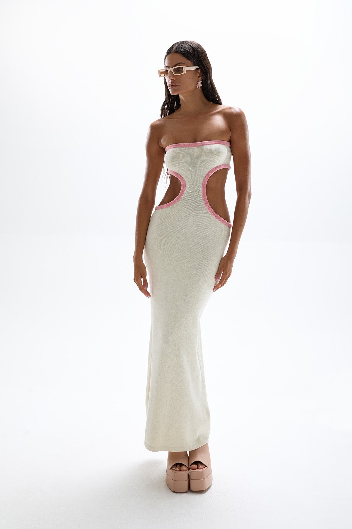 Empire' Knit Dress - Pearl | Cin Cin Swimwear and Resortwear L