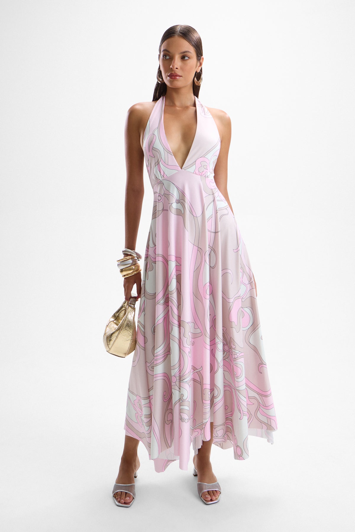 Lalique Halter Dress - Deco Pink