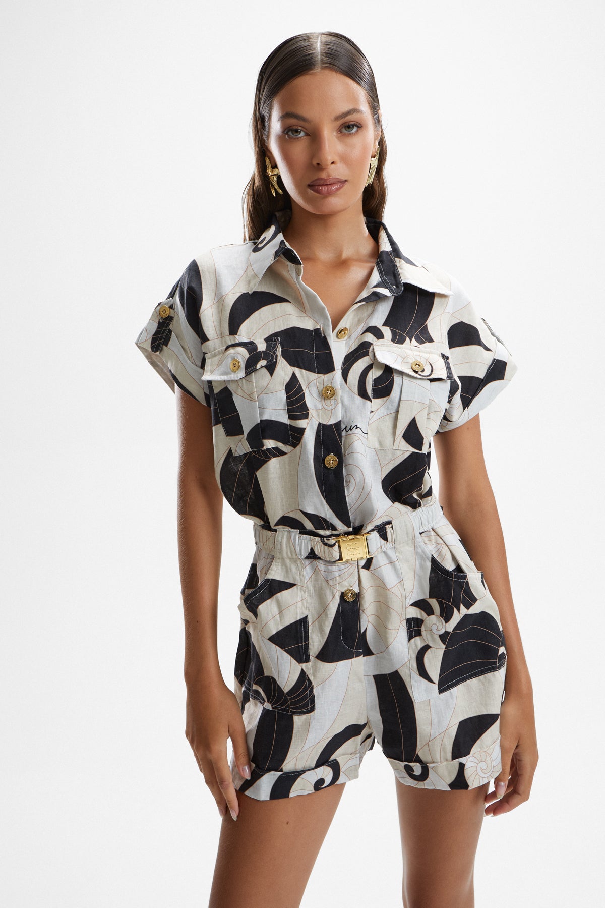 Spy' Linen Playsuit - Nautilus