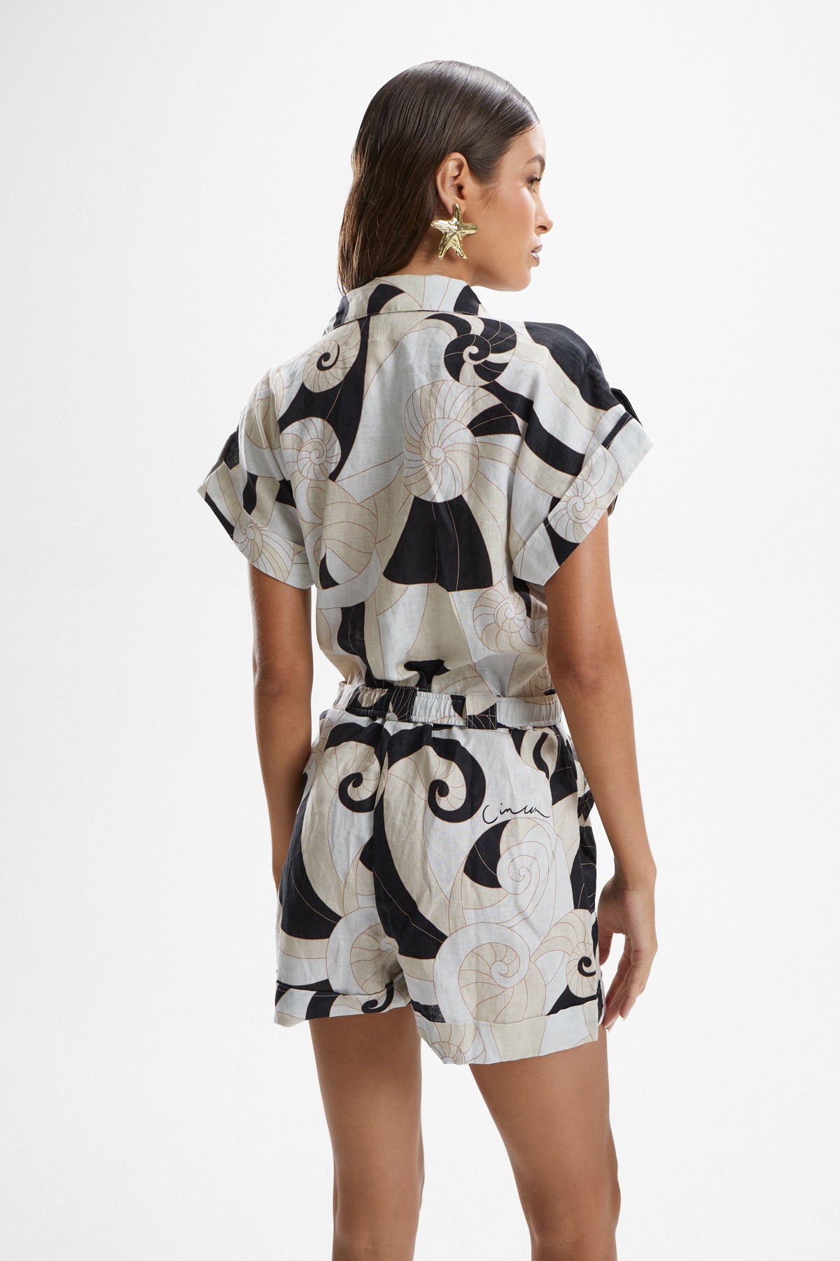 Spy' Linen Playsuit - Nautilus