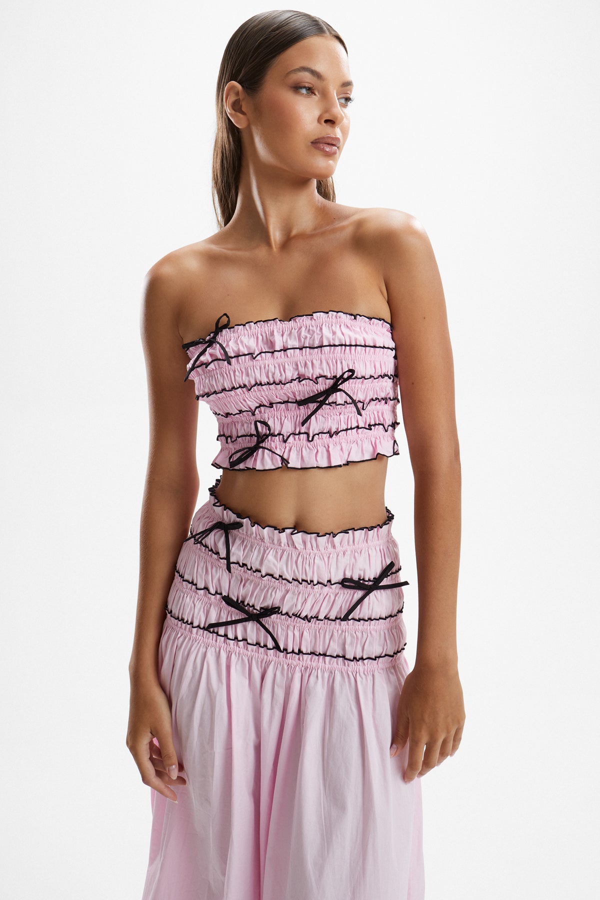 'Maiden' Shirred Top - Ballet Pink