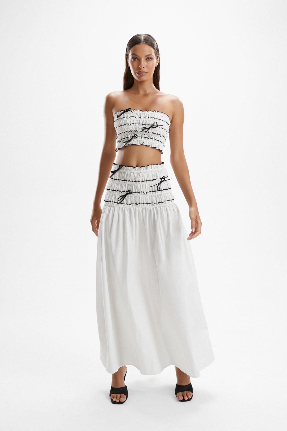 Mademoiselle' Shirred Skirt - Pearl