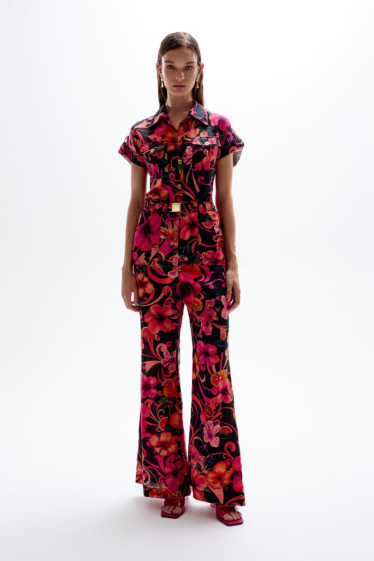 Illusion' Long Jumpsuit - Hibiscus Pink