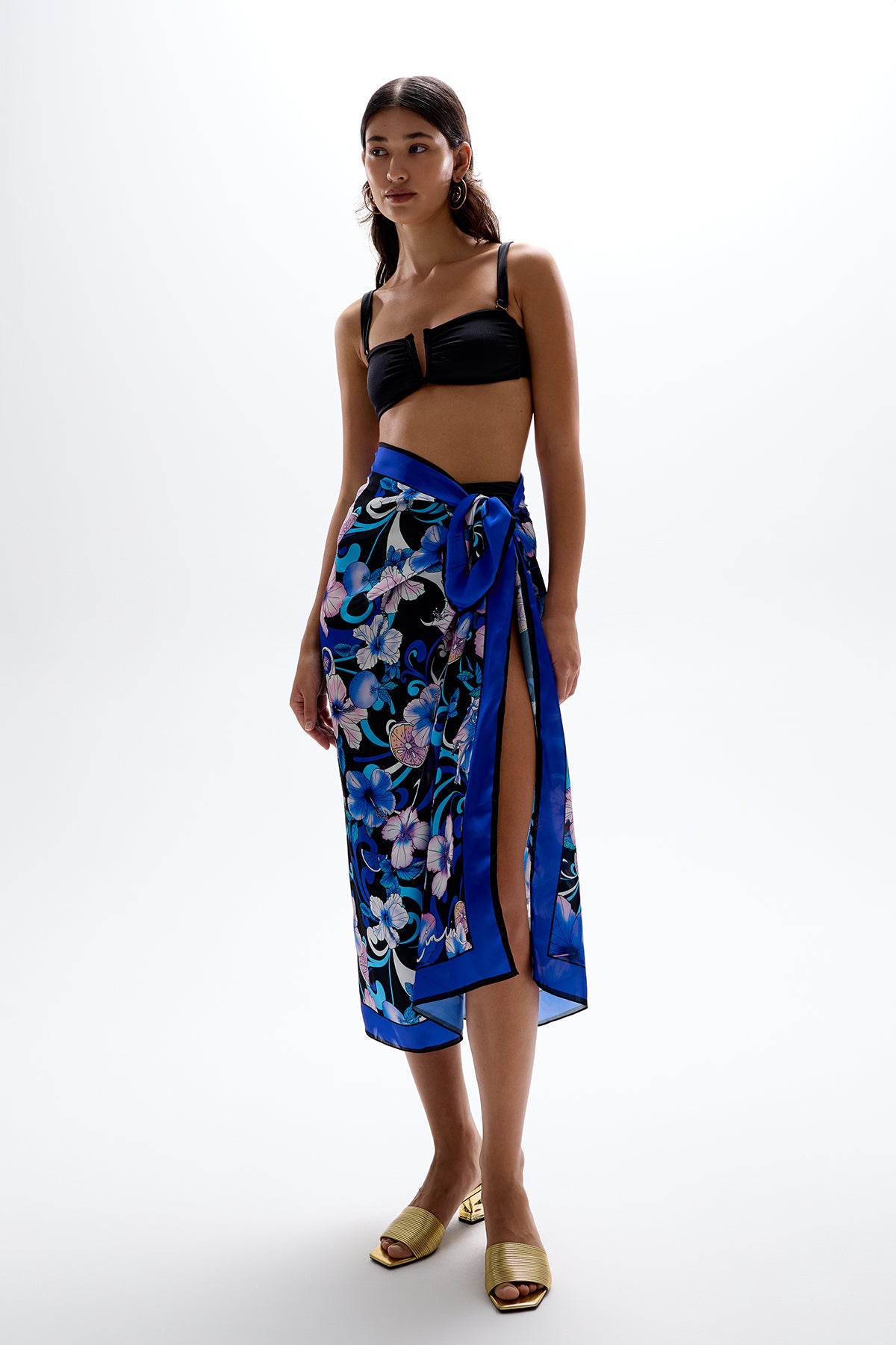 Long Silky Scarf - Hibiscus Blue