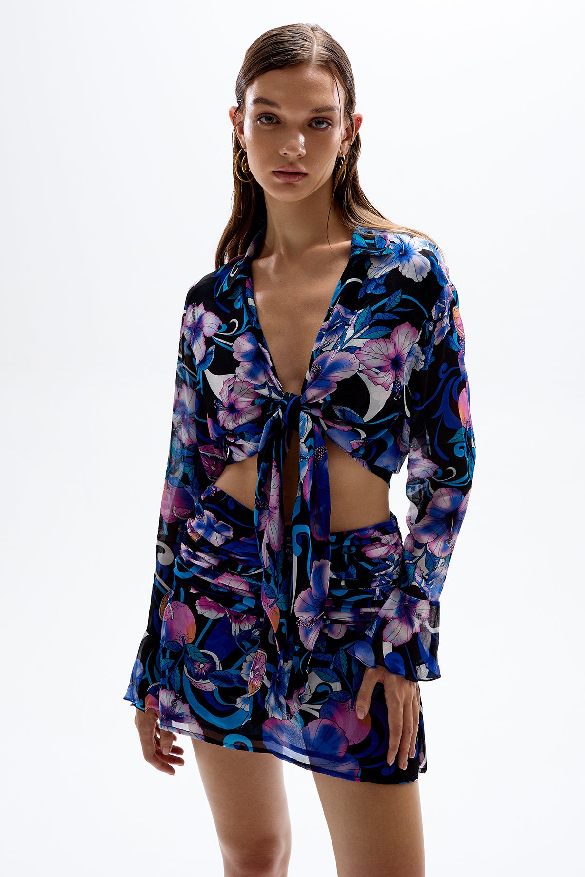 Camaro' Mini Skirt - Hibiscus Blue
