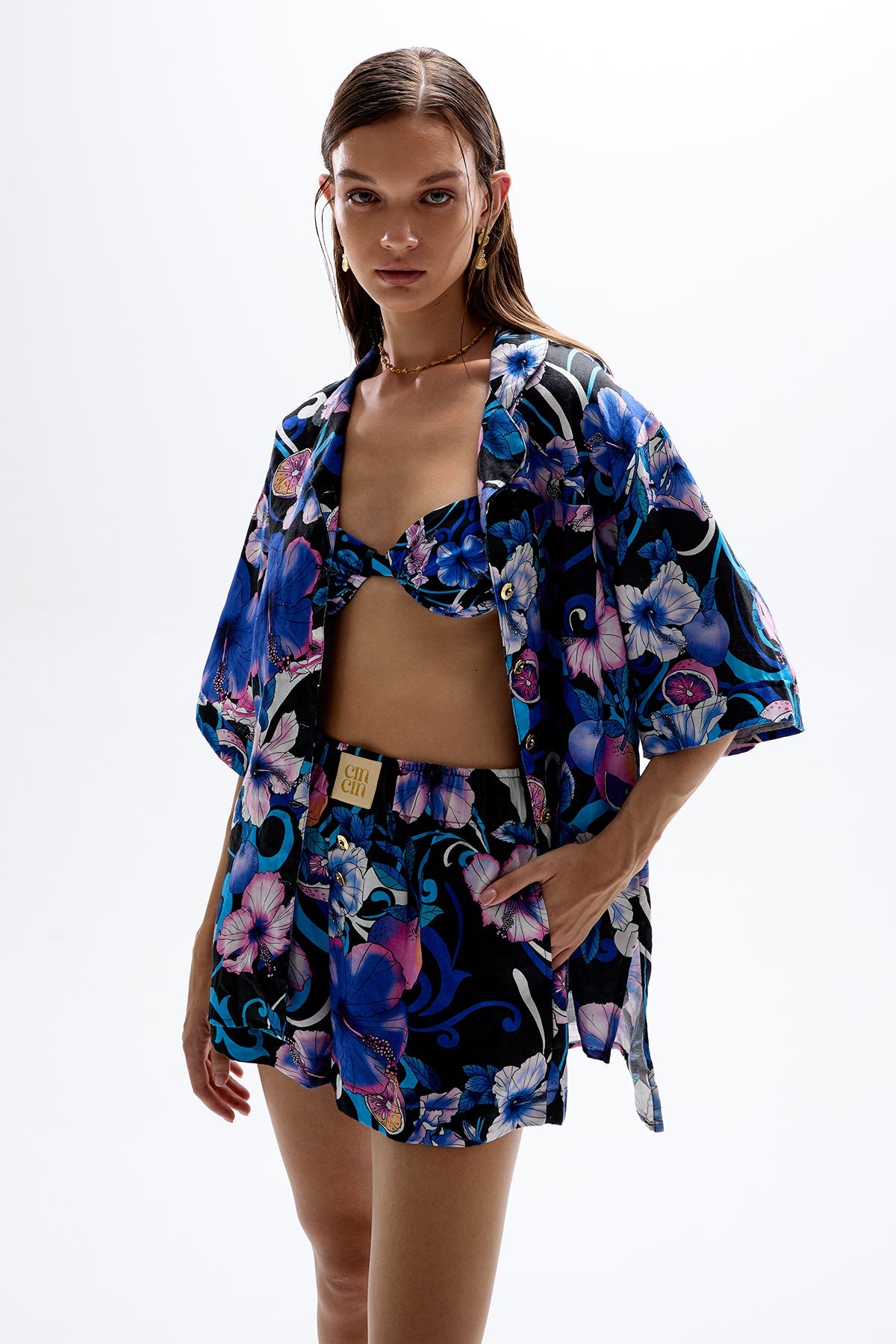 'Breakers' Boxer Shorts - Hibiscus Blue
