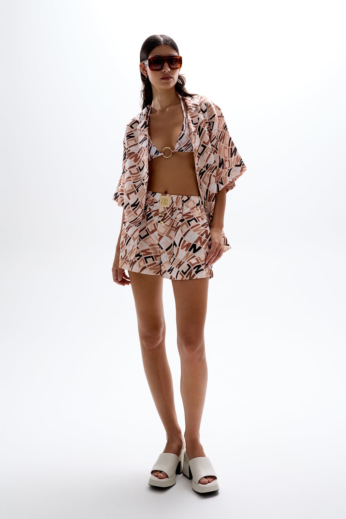 Mirage' Bowling Shirt - Monogram Beige