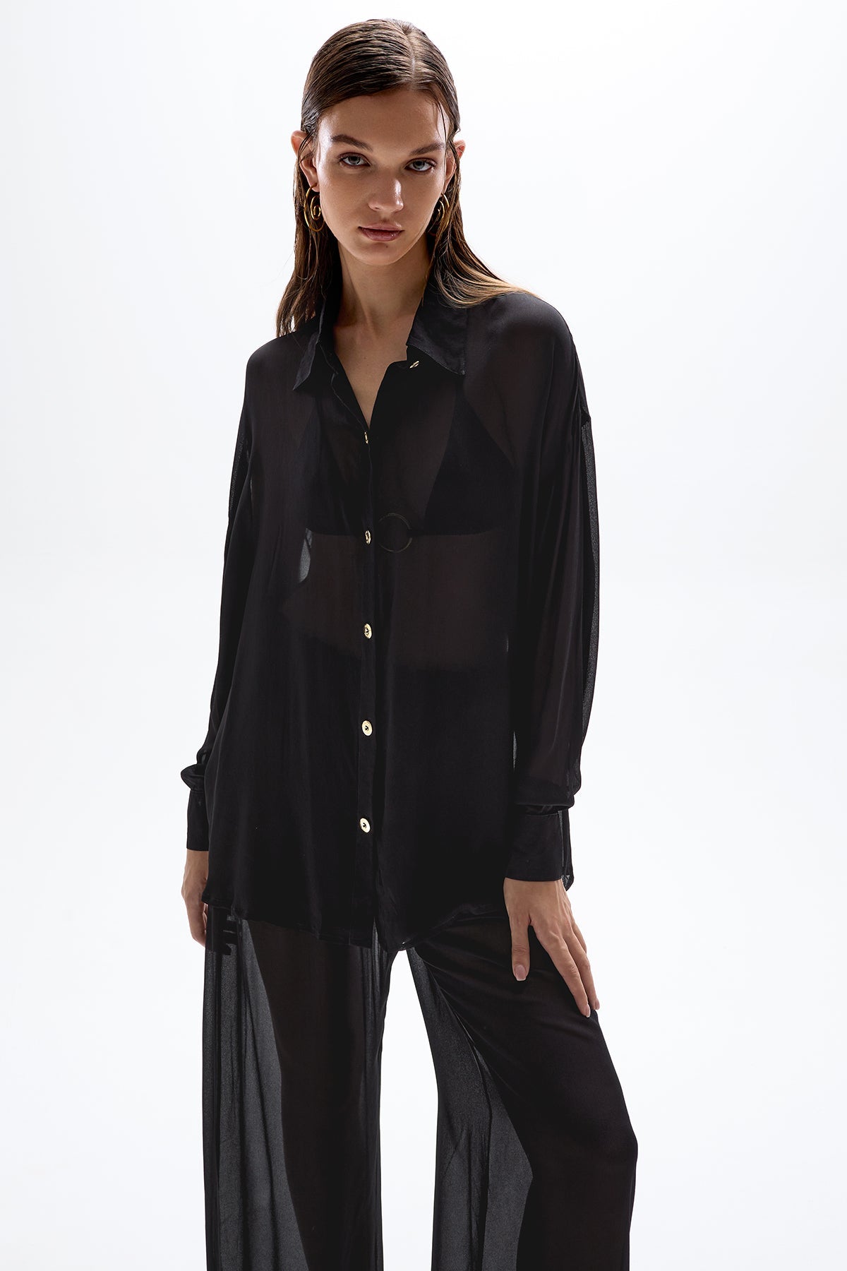 Solace' Button Up Shirt - Black