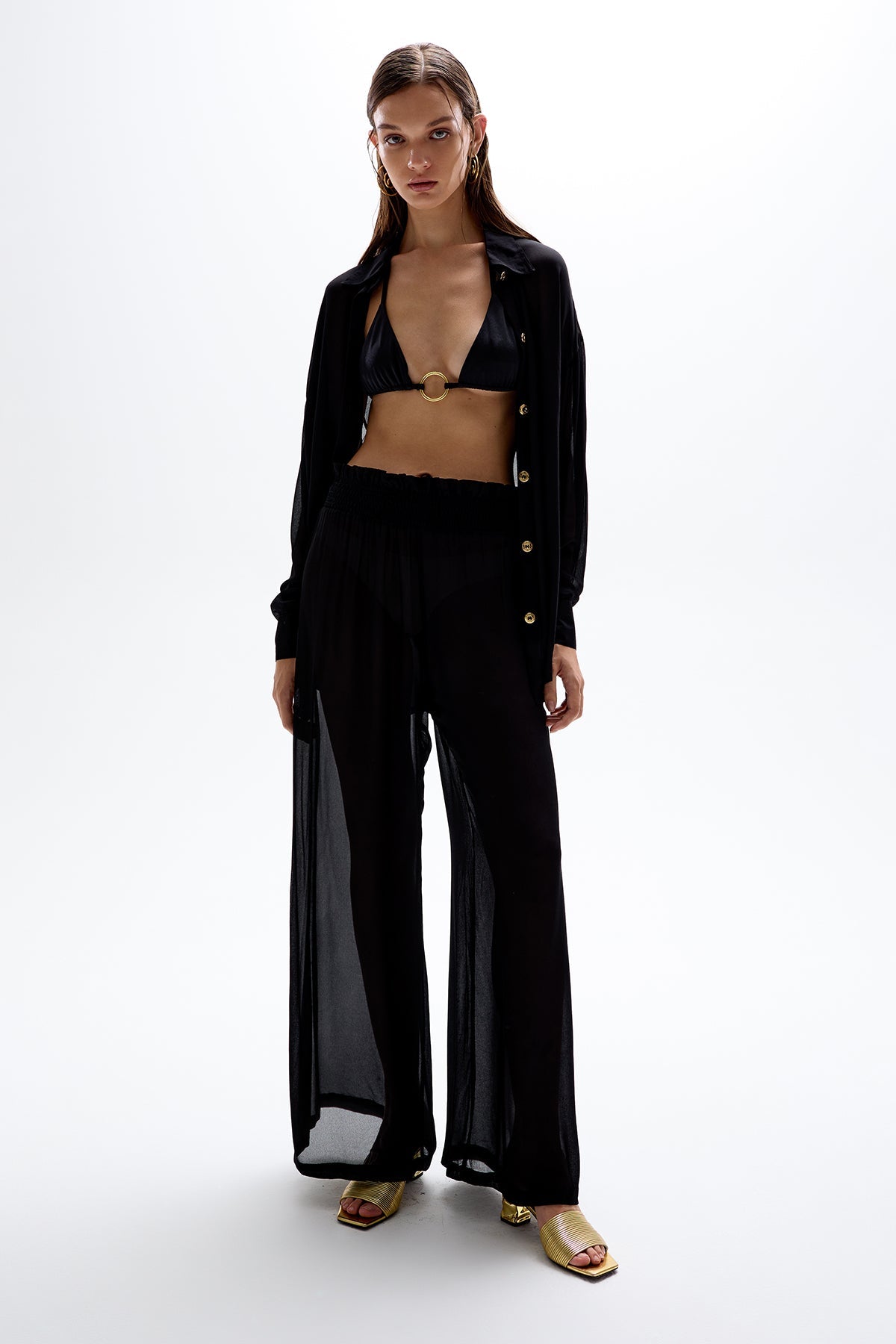 'Mission' Shirred Pants - Black
