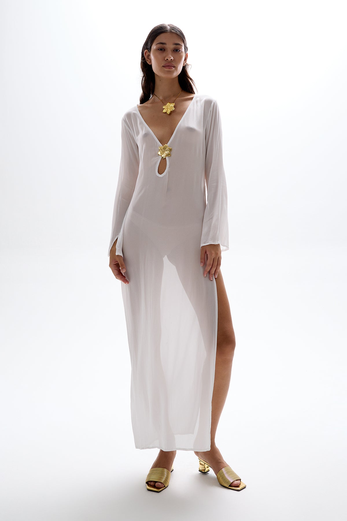 Hotline' Maxi Dress - Pearl