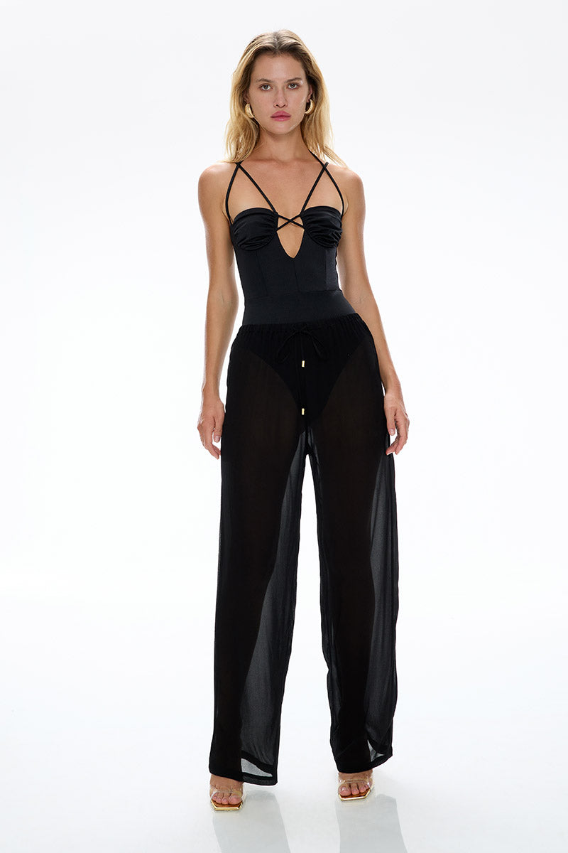 'Doll' Ruched Swimsuit - Black